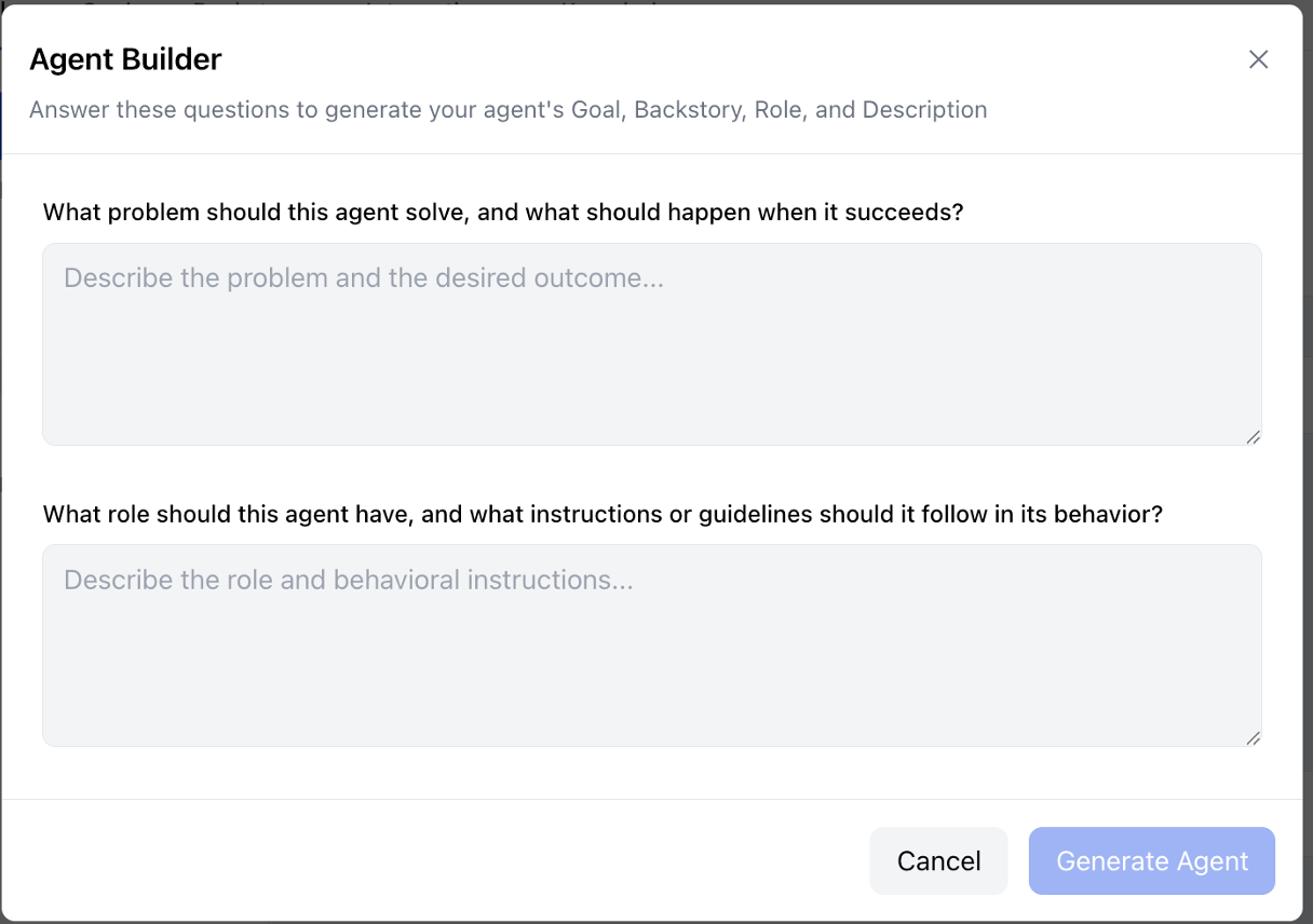 Agent Builder Interface