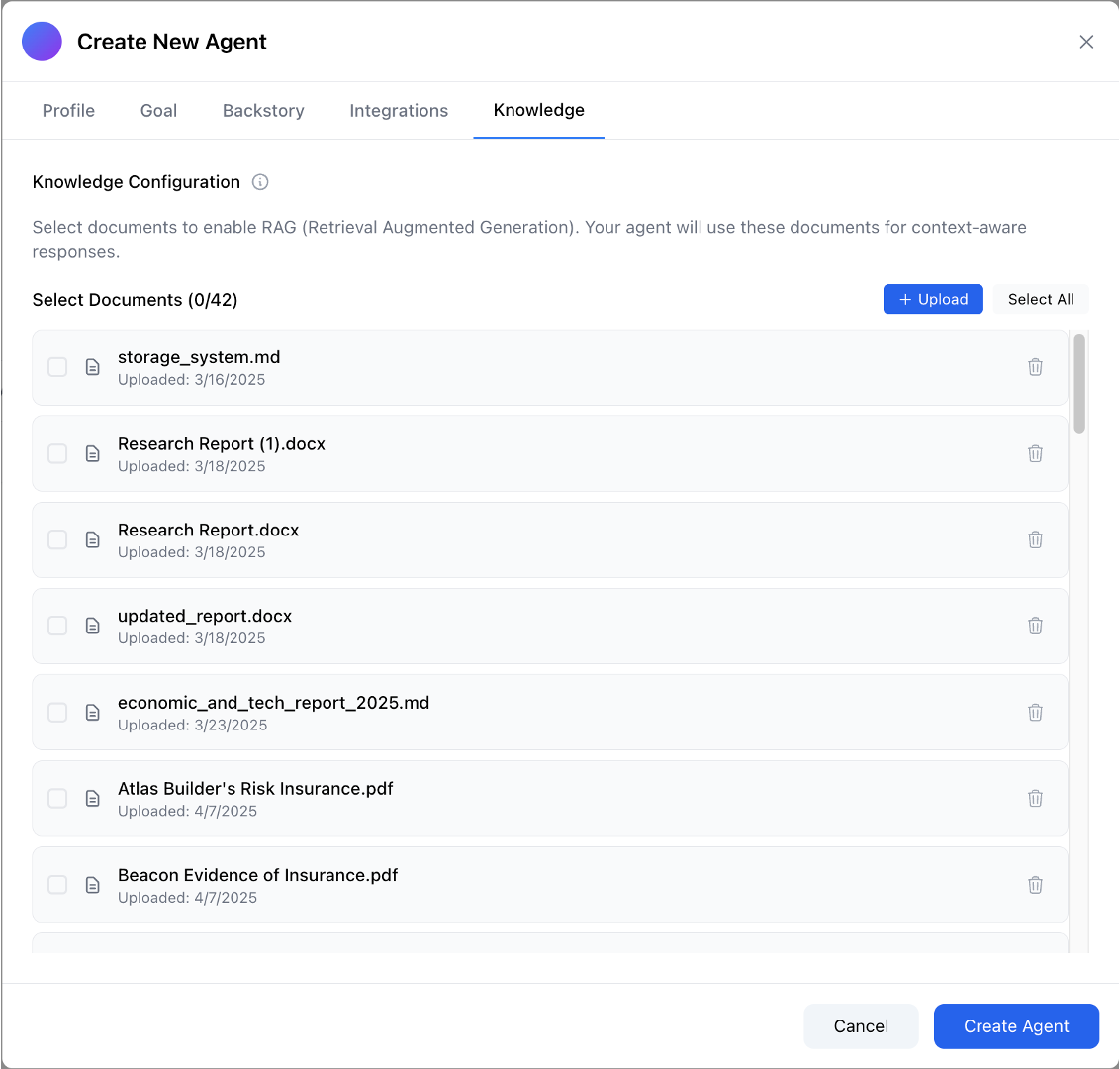 Agent Knowledge Interface