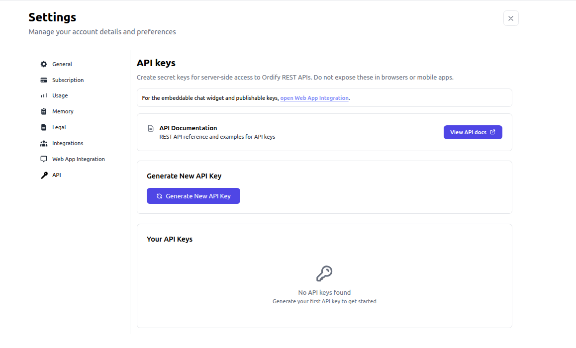 API Management Interface